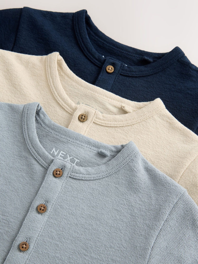 Navy/Blue/Stone Long Sleeve Henley T-Shirts 3 Pack (3mths-7yrs) - Image 8 of 8 Navy/Blue/Stone Long Sleeve Henley T-Shirts 3 Pack (3mths-7yrs) - Image 8 of 8