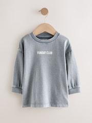 Black/Grey/White Slogan Long Sleeve Graphic Print T-Shirts 3 Pack (3mths-7yrs) - Image 2 of 7