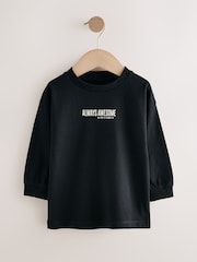 Black/Grey/White Slogan Long Sleeve Graphic Print T-Shirts 3 Pack (3mths-7yrs) - Image 5 of 7