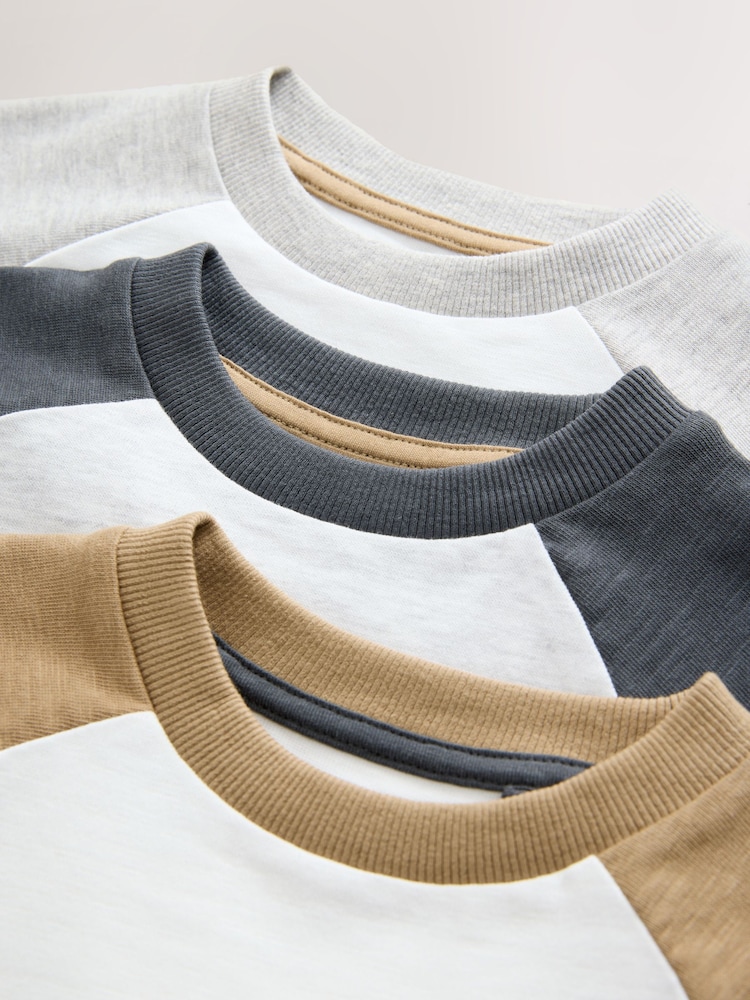 Grey Long Sleeve Textured T-Shirts 3 Pack (3mths-7yrs) - Image 2 of 3