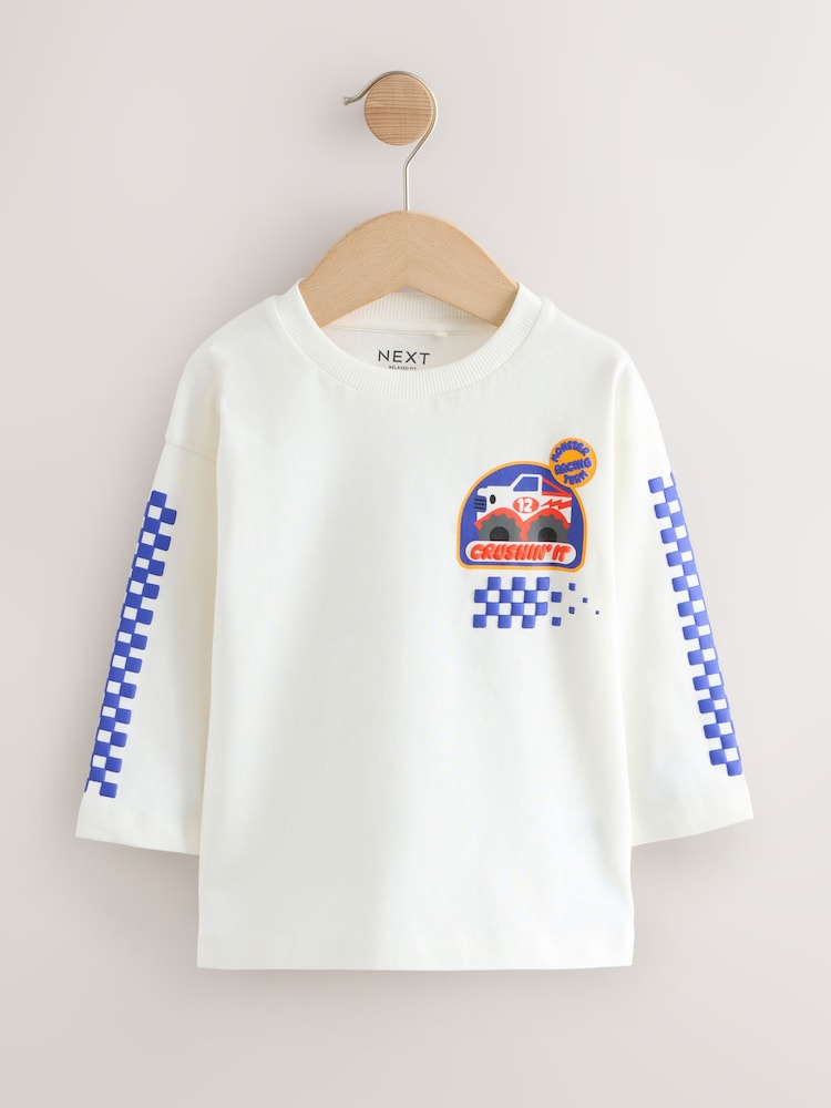 Red Monster Trucks Long Sleeve Graphic Print T-Shirts 3 Pack (3mths-7yrs) - Image 2 of 10