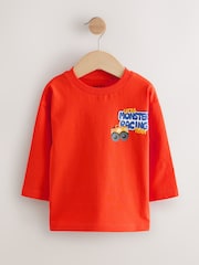 Red Monster Trucks Long Sleeve Graphic Print T-Shirts 3 Pack (3mths-7yrs) - Image 3 of 10