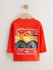 Red Monster Trucks Long Sleeve Graphic Print T-Shirts 3 Pack (3mths-7yrs) - Image 5 of 10