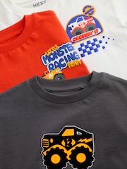 Red Monster Trucks Long Sleeve Graphic Print T-Shirts 3 Pack (3mths-7yrs) - Image 9 of 10