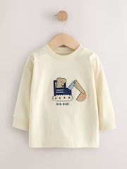 Blue/Ecru Animal Transport Long Sleeve Appliqué T-Shirts 3 Pack (3mths-7yrs) - Image 4 of 7