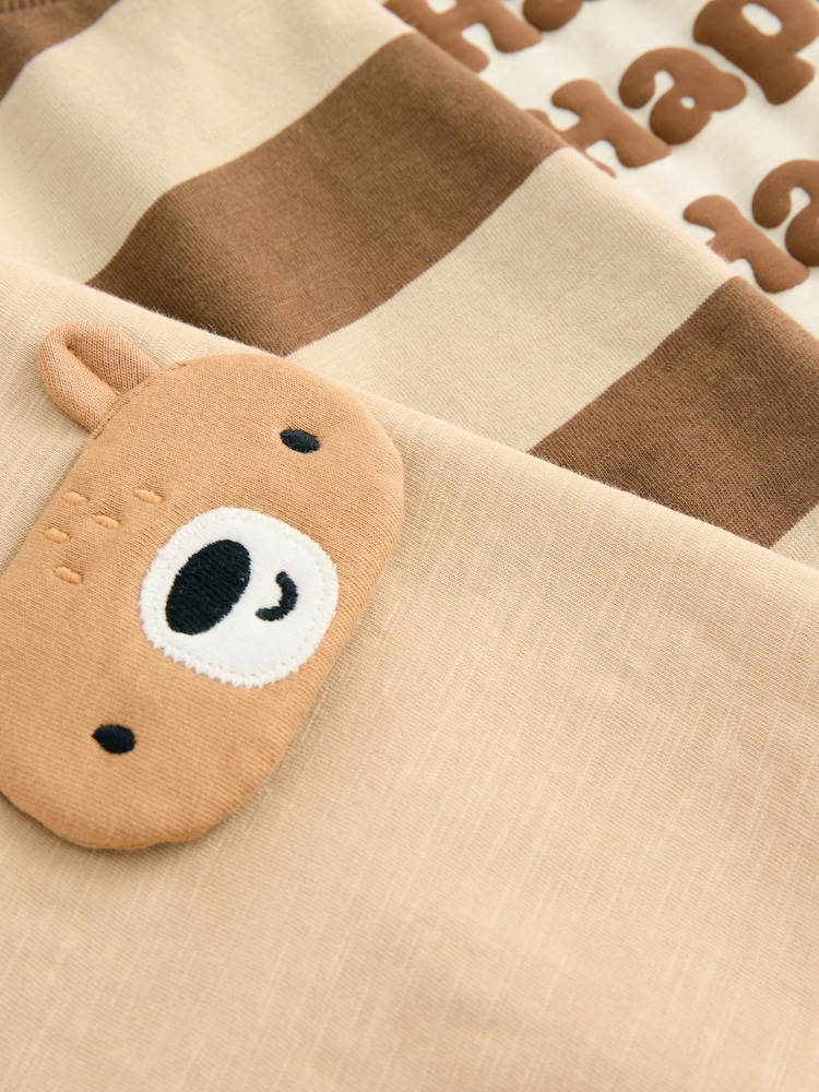 Brown Bear Long Sleeve Appliqué T-Shirts 3 Pack (3mths-7yrs) - Image 2 of 3