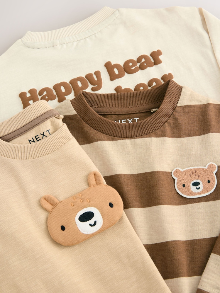 Brown Bear Long Sleeve Appliqué T-Shirts 3 Pack (3mths-7yrs) - Image 4 of 4 Brown Bear Long Sleeve Appliqué T-Shirts 3 Pack (3mths-7yrs) - Image 4 of 4