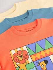 Blue/Orange/Yellow Animals Long Sleeve Graphic Print T-Shirts 3 Pack (3mths-7yrs) - Image 3 of 3