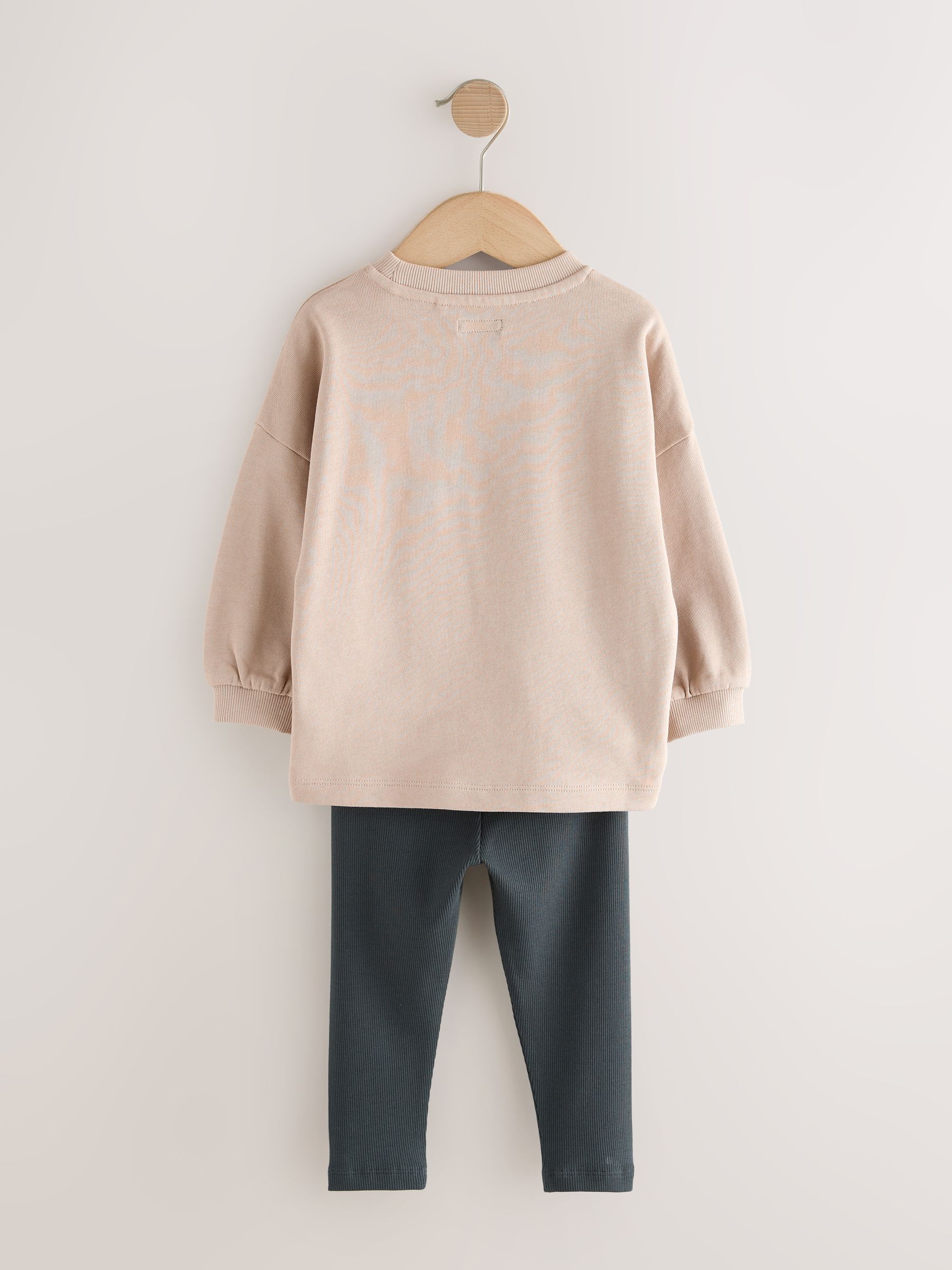 NEXT Mädchen Set – Langarmoberteil & Leggings, 100% Baumwolle, 2-teilig, Für Kühlere Tage