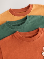 Ochre Yellow Woodland Long Sleeve Appliqué T-Shirts 3 Pack (3mths-7yrs) - Image 7 of 7