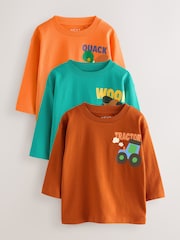 Multi Character Long Sleeve Graphic Print T-Shirts 3 Pack (3mths-7yrs) - Image 1 of 3