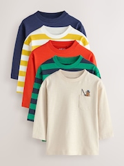 Multi Bright Animals Long Sleeve T-Shirts 5 Pack (3mths-7yrs) - Image 1 of 9