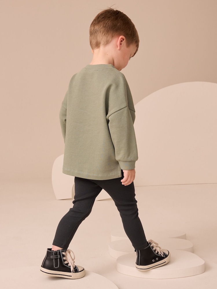 Sage Green Long Sleeve Top and Leggings Set (3mths-7yrs) - Image 2 of 3
