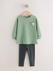 Sage Green Long Sleeve Top and Leggings Set (3mths-7yrs) - Image 4 of 8