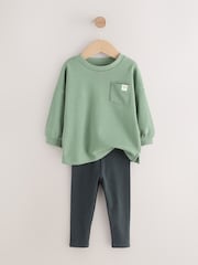 Sage Green Long Sleeve Top and Leggings Set (3mths-7yrs) - Image 5 of 8