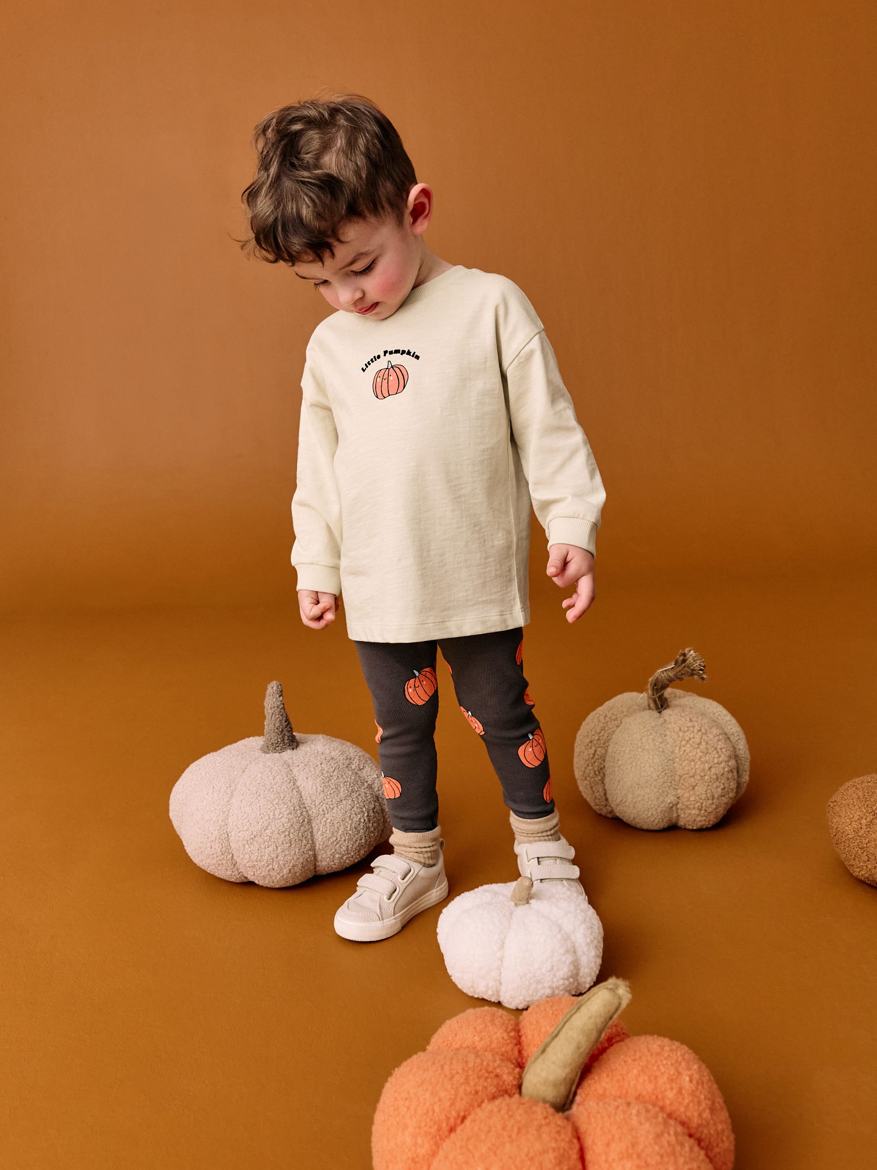 Super Cute Pumpkin Long Sleeve Shirt & Ruffle Leggings Set For Girls | Perfect Halloween Outfit
