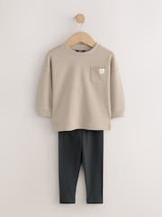 Blue/Stone/Green Long Sleeve Top and Leggings Set 3 Pack (3mths-7yrs) - Image 5 of 8