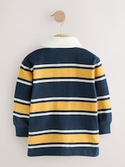 Navy/Yellow Striped Long Sleeve Rugby Polo Shirt (3mths-7yrs) - Image 8 of 11
