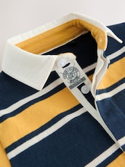 Navy/Yellow Striped Long Sleeve Rugby Polo Shirt (3mths-7yrs) - Image 9 of 11