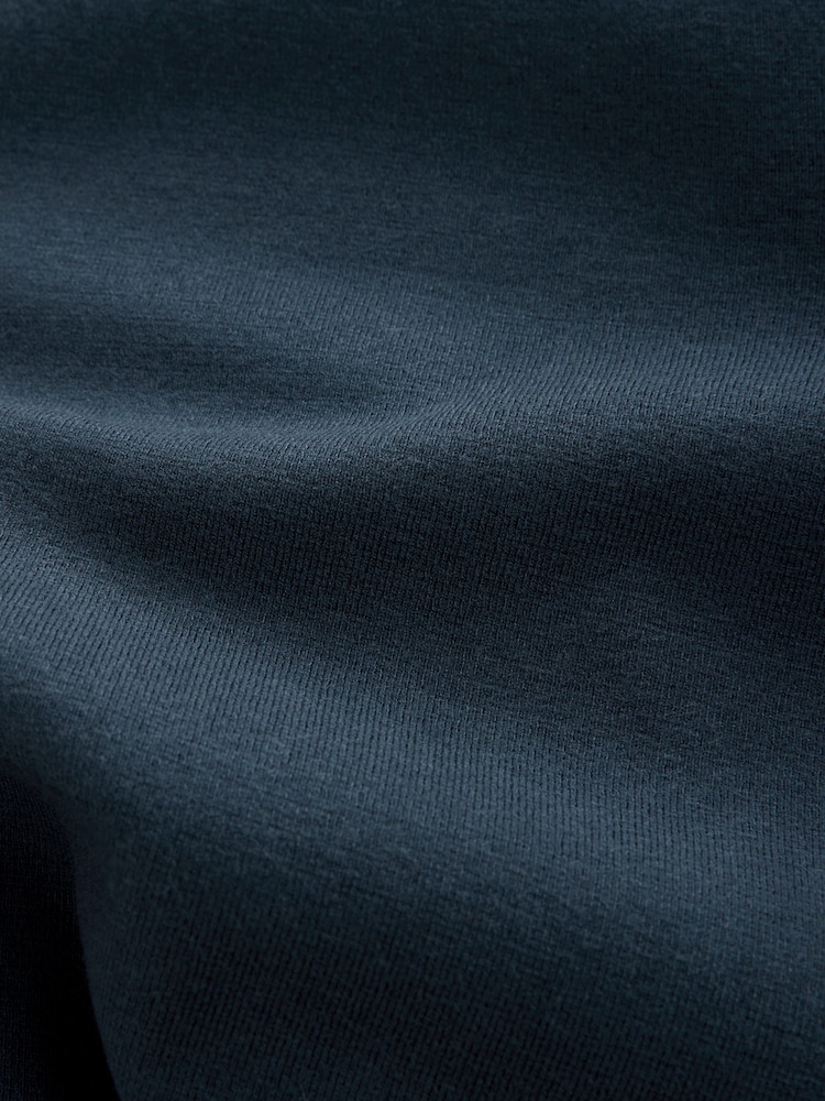 Navy Blue Button Neck Regular Fit Premium Long Sleeve Knit Polo Shirt - Image 7 of 7