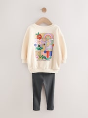 Cream Rainbow Graphic Print - Conjunto de sudadera y leggings (3 meses-7 años) - Imagen 7 de 9