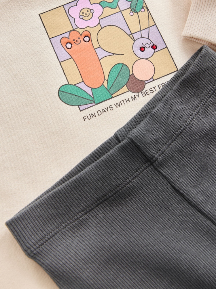 Cream Rainbow Graphic Print - Conjunto de sudadera y leggings (3 meses-7 años) - Imagen 9 de 9