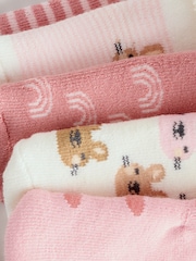 Pink Baby Roll Top Towelling Socks 5 Pack (0mths-2yrs) - Image 2 of 3
