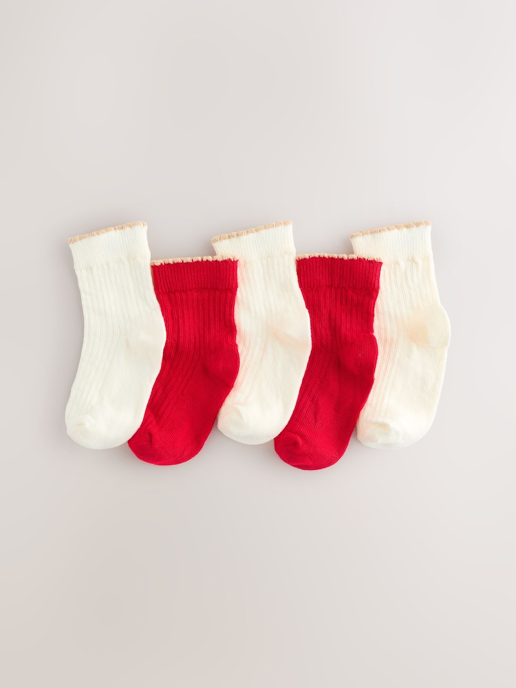 Red Baby Socks 5 Pack (0mths-2yrs) - Image 1 of 3