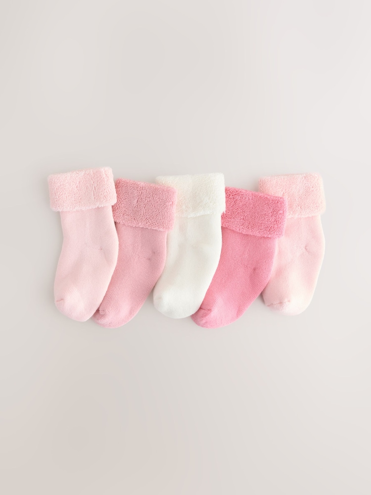 Pink Baby Pink Towel Socks 5 Pack (0mths-2yrs) - Image 1 of 3