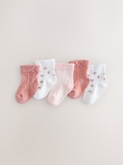 Rosa - Ditsy Cable Baby Socks 5 Pack (0mths-2yrs) - Imagen 1 de 2
