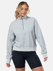 Gym + Coffee Grey Ribber Quarter Zip Sweatshirt - Image 1 of 7