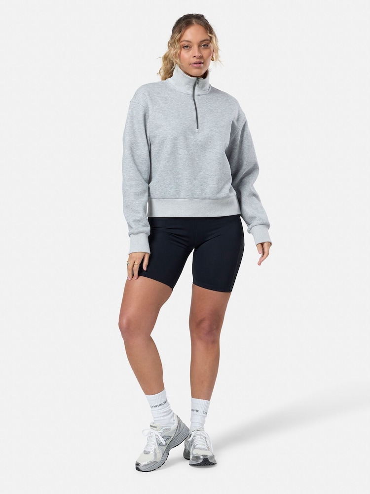 Gym + Coffee Grey Ribber Quarter Zip Sweatshirt - Image 2 of 7