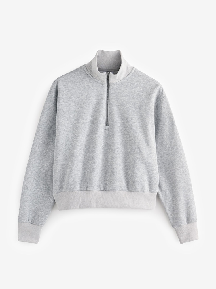 Gym + Coffee Grey Ribber Quarter Zip Sweatshirt - Image 7 of 7