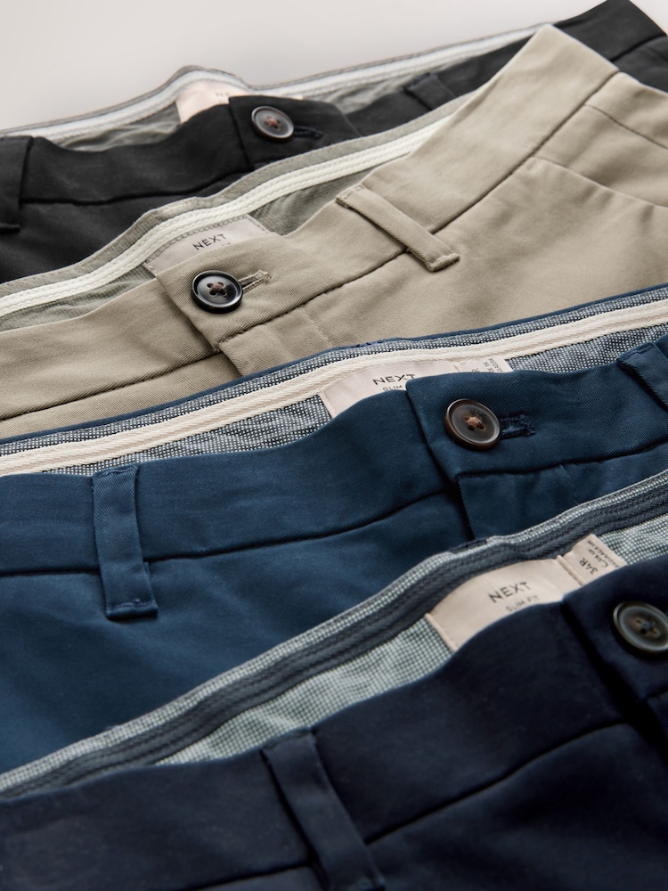 Black/Navy/Stone/Blue Slim Stretch Chino Trousers 4 Pack - Image 7 of 14