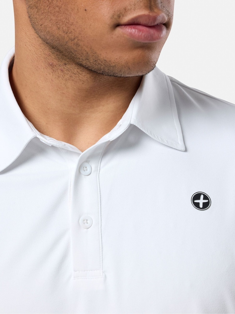 Gym + Coffee White Golf Polo Shirt - Image 6 of 6