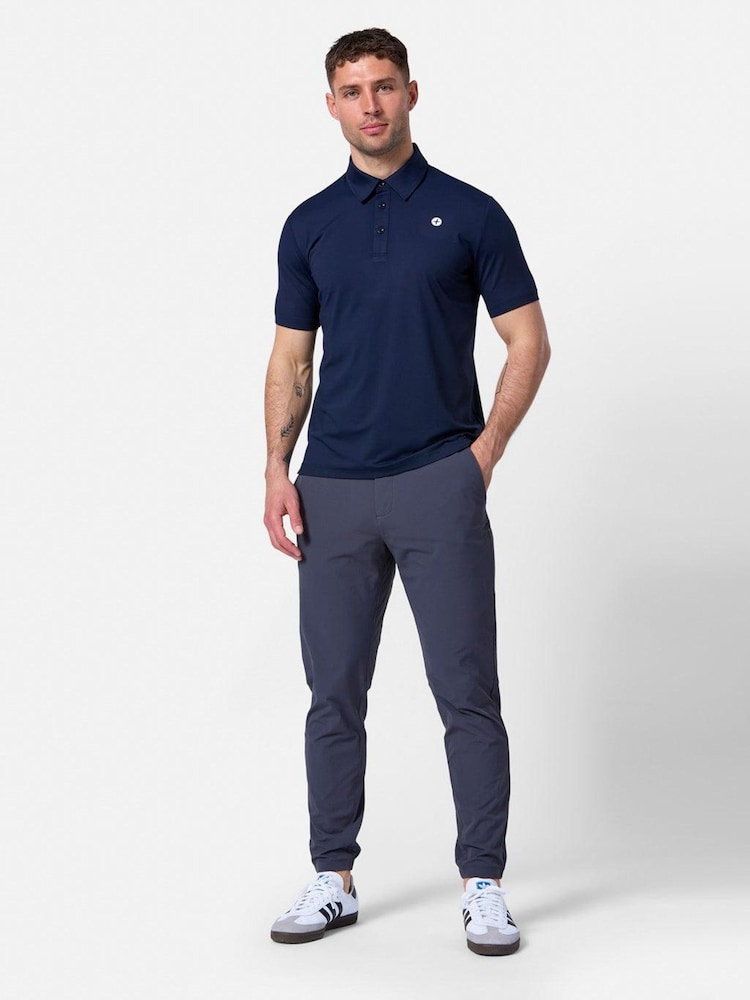 Gym + Coffee Blue Golf Polo Shirt - Image 1 of 6