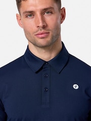 Gym + Coffee Blue Golf Polo Shirt - Image 6 of 6