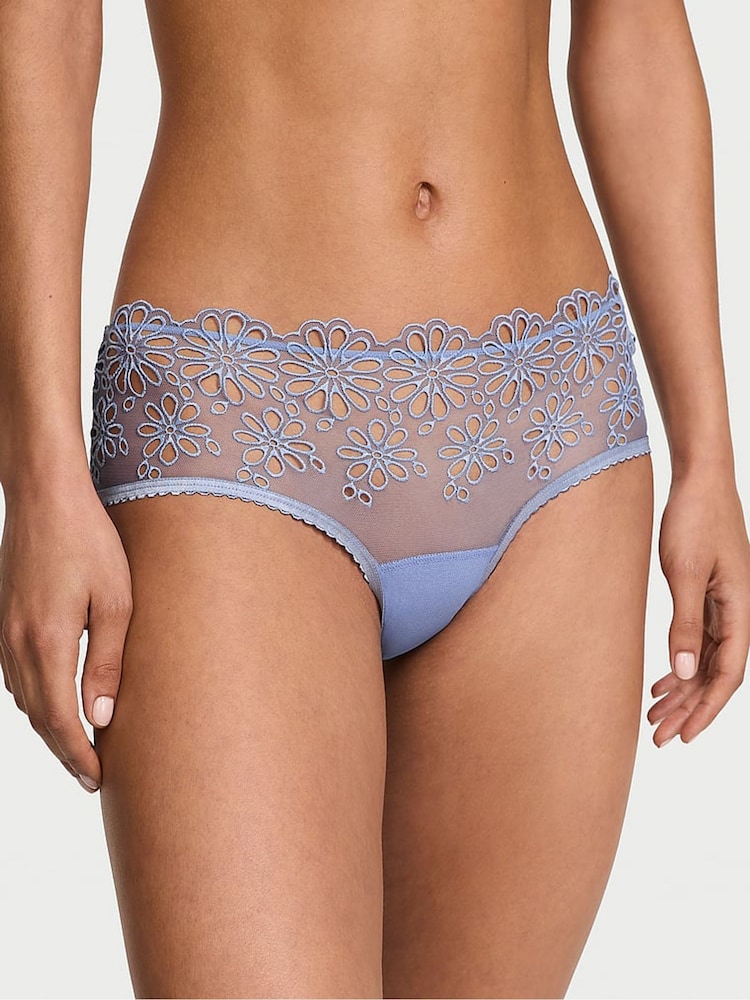Victoria's Secret Smokey Blue Cheeky Eyelet Mesh Knickers - Image 1 of 5