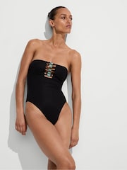 Victoria's Secret Pure Black Beaded Swimsuit - Image 1 of 2