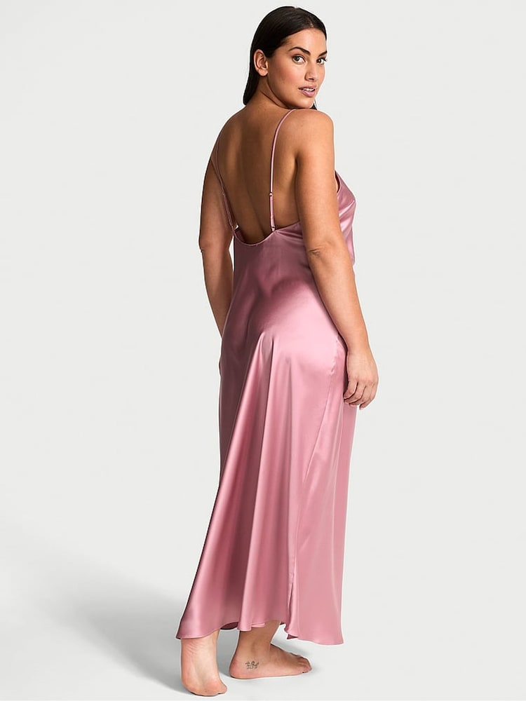 Victoria's Secret Dusk Mauve Pink Midi Satin Open Back Slip - Image 2 of 2 Victoria's Secret Dusk Mauve Pink Midi Satin Open Back Slip - Image 2 of 2
