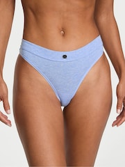 Victoria's Secret Heather Cornflower Blue Thong Cotton Logo Knickers - Image 1 of 2