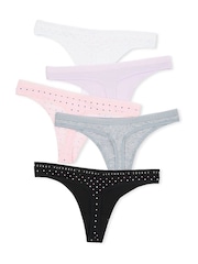Victoria's Secret White/Purple/Pink/Grey/Black Thong 5 Pack Knickers - Image 2 of 2