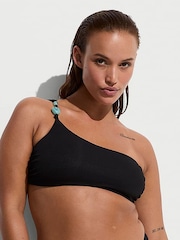 Victoria's Secret Pure Black One Shoulder Beaded Bikini Top - Image 1 of 2