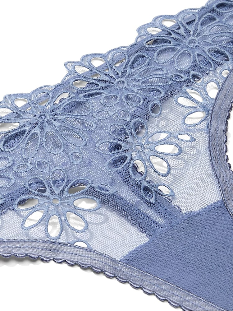 Victoria's Secret Smokey Blue Thong Eyelet Mesh Knickers - Image 4 of 4 Victoria's Secret Smokey Blue Thong Eyelet Mesh Knickers - Image 4 of 4