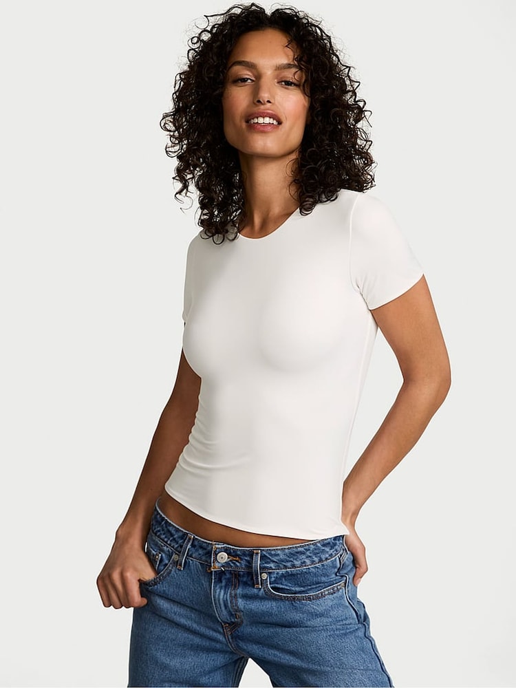 Victoria's Secret White Short Sleeve FeatherSoft™ Innovation T-shirt - Image 1 of 2