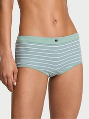 Victoria's Secret Seasalt Green Stripe Short Cotton Rib Logo Knickers - Image 1 of 2