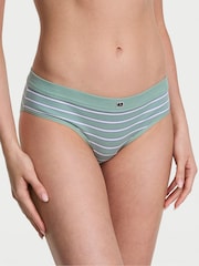 Victoria's Secret Seasalt Green Stripe Hipster Cotton Rib Logo Knickers - Image 1 of 2