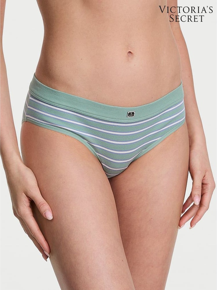 Victoria's Secret Seasalt Green Stripe Hipster Cotton Rib Logo Knickers - Image 3 of 3 Victoria's Secret Seasalt Green Stripe Hipster Cotton Rib Logo Knickers - Image 3 of 3
