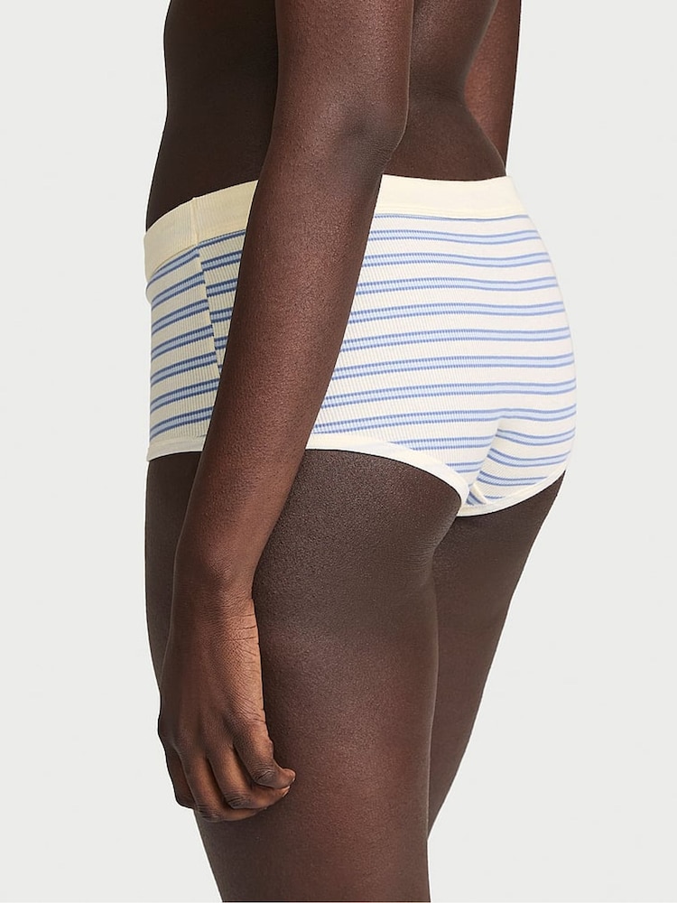 Victoria's Secret Cream Stripe Nude Short Cotton Rib Logo Knickers - Image 2 of 2