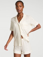 Victoria's Secret Coconut White Eyelet Modal Short Pyjama Set - Image 1 of 2